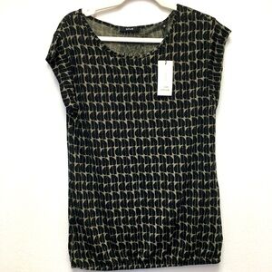 OPUS Strolchi Abstract Short Sleeve T-Shirt Size EU 38 Black Casual Stretch Soft
